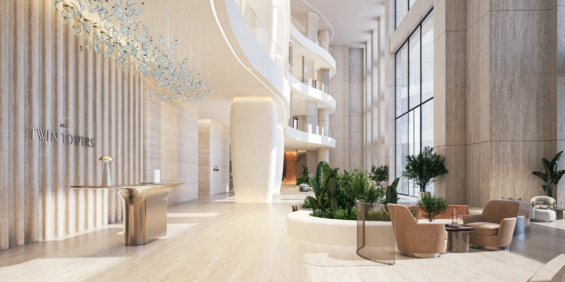 Grand lobby at AHS Twin Towers